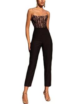 Minetom Damen Jumpsuit Elegant Ärmellos Schulterfrei Trägerlos Cocktail Party Festlich Overalls Hosenanzug Playsuit Lang Romper E Schwarz XS von Minetom