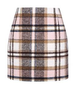 Minetom Damen Kariert Röcke Büro Rock Bleistift Figurbetont Minirock Mit Plaid A Linie Hohe Taille Herbstrock Herbst Kurze Freizeitrock Bleistiftrock Arbeitsrock A Rosa XL von Minetom