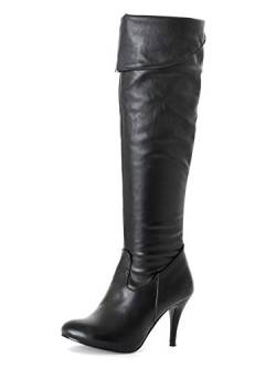 Minetom Damen Klassische Stiefel mit Pfennigabsatz Zipper Metallic B Schwarz 40 EU von Minetom