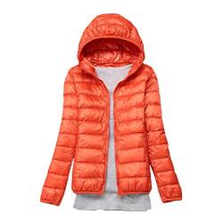 Minetom Damen Leichte Daunenjacke Mit Kapuze Steppjacke Leichter Daunenmantel Daunen Winterjacke Leicht Ultraleichte Frauen Federleichte Softdaunenjacke Übergangsjacke Herbst A Orange 3XL von Minetom