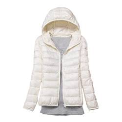 Minetom Damen Leichte Daunenjacke Mit Kapuze Steppjacke Leichter Daunenmantel Daunen Winterjacke Leicht Ultraleichte Frauen Federleichte Softdaunenjacke Übergangsjacke Herbst A Weiß XL von Minetom