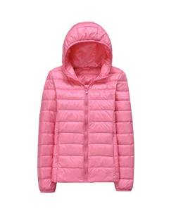 Minetom Damen Mädchen Daunenjacke Warm mit Kapuze Leicht Wasserabweisend Packable Quilted Tragbar Steppmantel Winter Parka in Vielen Farben Rosa 46 von Minetom