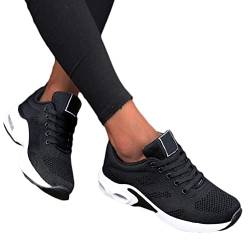 Minetom Damen Mesh Laufschuhe Turnschuhe Sportschuhe Sneaker Running Tennis Schuhe Straßenlaufschuhe Dämpfung Leichtgewichts Atmungsaktiv Walkingschuhe Outdoor Fitness Jogging B1 Schwarz 41 EU von Minetom