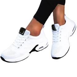 Minetom Damen Mesh Laufschuhe Turnschuhe Sportschuhe Sneaker Running Tennis Schuhe Straßenlaufschuhe Dämpfung Leichtgewichts Atmungsaktiv Walkingschuhe Outdoor Fitness Jogging B1 Weiß 35 EU von Minetom