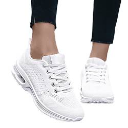 Minetom Damen Mesh Laufschuhe Turnschuhe Sportschuhe Sneaker Running Tennis Schuhe Straßenlaufschuhe Dämpfung Leichtgewichts Atmungsaktiv Walkingschuhe Outdoor Fitness Jogging C Weiß 37 EU von Minetom