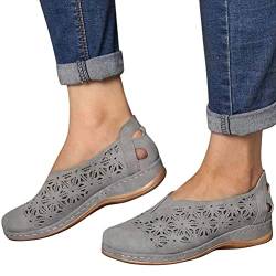 Minetom Damen Slipper Flache Atmungsaktive Cutouts Römersandalen Modische Geschlossene Slippers Frauen Low Top Halbschuhe Slip On Bootsschuhe Schlupfschuhe Lässige Damenschuhe B Grau 38 EU von Minetom