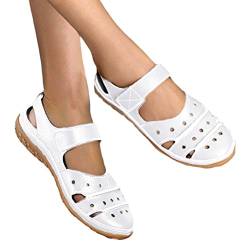 Minetom Damen Slipper Flache Atmungsaktive Cutouts Römersandalen Modische Geschlossene Slippers Frauen Low Top Halbschuhe Slip On Bootsschuhe Schlupfschuhe Lässige Damenschuhe C Weiß 37 EU von Minetom