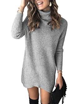 Minetom Damen Strickkleid Sweater Kleid Pullover Kleid Pullikleid Strickpullover Kleid A Grau 36 von Minetom