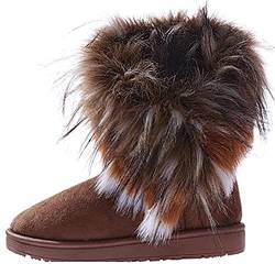Minetom Damen Winter Schnee Stiefel Stiefeletten Warm Pelz Stiefel Schuhe (Camel 38) von Minetom