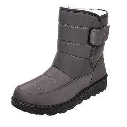 Minetom Damen Winterstiefel Wasserdicht Warm Gefütterte Schneestiefel Winterschuhe Winter Kurzschaft Stiefel Boots Schuhe Walkingschuhe Boots 43 EU C Grau von Minetom