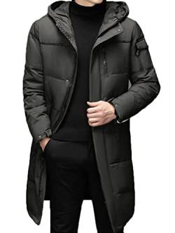 Minetom Daunenmantel Herren Winter Lange Steppmantel Mit Kapuze Warm Wintermantel Winterparka Winterjacke Lange Männer Mantel B Grau L von Minetom