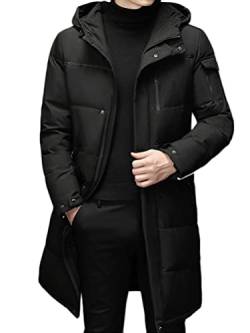 Minetom Daunenmantel Herren Winter Lange Steppmantel Mit Kapuze Warm Wintermantel Winterparka Winterjacke Lange Männer Mantel B Schwarz S von Minetom