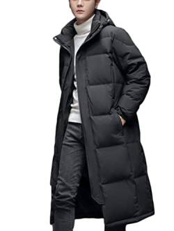 Minetom Daunenmantel Herren Winter Lange Steppmantel Mit Kapuze Warm Wintermantel Winterparka Winterjacke Lange Männer Mantel C Schwarz M von Minetom