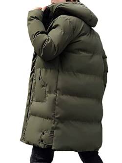 Minetom Daunenmantel Herren Winter Lange Steppmantel Mit Kapuze Warm Wintermantel Winterparka Winterjacke Lange Männer Mantel D Grün M von Minetom