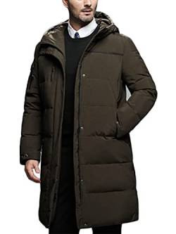 Minetom Daunenmantel Herren Winter Lange Steppmantel Mit Kapuze Warm Wintermantel Winterparka Winterjacke Lange Männer Mantel E Braun M von Minetom