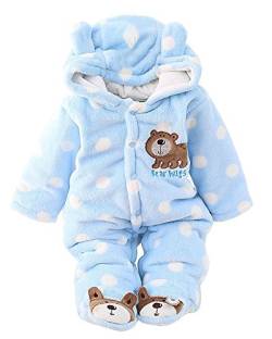 Minetom Herbst Winter Verdickte Overalls Baby Mädchen Jungen Overall Cartoon Coral Fleece Kinderkleidung Warm Einteiler Spieler Eisbär Blau 9-12 Monate (80) von Minetom