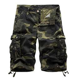 Minetom Herren Cargo Shorts Kurze Hose Bermuda Sommer Herrenshorts Short Men Pants Cargohose Kurz Sommerhose Cargohose E Grün XS von Minetom