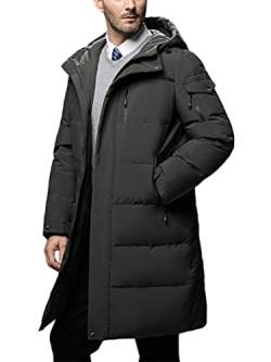 Minetom Herren Daunenmantel Winter Lange Steppmantel Mit Kapuze Warm Wintermantel Winterparka Winterjacke Lange Männer Mantel E Grau XXL von Minetom