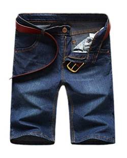 Minetom Herren Denim Bermuda Jeans Shorts Sommer Kurze Hose Basic Jeanshose Destroyed Used-Look Stretch Jogger Cargo Freizeithose C Blau 01 W38/Taille 96CM von Minetom