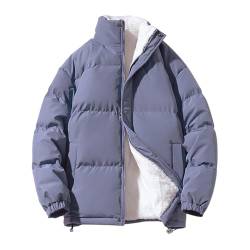 Minetom Herren Fleecefutter Jacke Oberbekleidung Mit Stehkragen Winterjacke Sweatjacke Mit Reißverschluss Gesteppte Puffer Männer Mantel A Blau XXL von Minetom