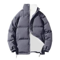 Minetom Herren Fleecefutter Jacke Oberbekleidung Mit Stehkragen Winterjacke Sweatjacke Mit Reißverschluss Gesteppte Puffer Männer Mantel A Grau L von Minetom