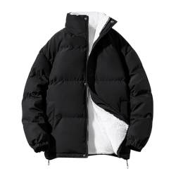 Minetom Herren Fleecefutter Jacke Oberbekleidung Mit Stehkragen Winterjacke Sweatjacke Mit Reißverschluss Gesteppte Puffer Männer Mantel A Schwarz L von Minetom