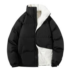 Minetom Herren Fleecefutter Jacke Oberbekleidung Mit Stehkragen Winterjacke Sweatjacke Mit Reißverschluss Gesteppte Puffer Männer Mantel B Schwarz S von Minetom