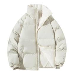 Minetom Herren Fleecefutter Jacke Oberbekleidung Mit Stehkragen Winterjacke Sweatjacke Mit Reißverschluss Gesteppte Puffer Männer Mantel B Weiß S von Minetom