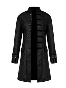 Minetom Herren Gothic Frack Steampunk Jacke Mittelalter Gehrock Mantel Viktorianischen Karneval Kostüm Cosplay Halloween Weihnachten Uniform Kostüm A Schwarz 3XL von Minetom