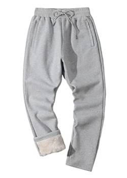 Minetom Herren Jogginghose Winter Fleece Gefüttert Warme Trainingshose Fleece Plüsch Gefüttert Hose Kordelzug Sporthose Winterhose Mit Taschen A Grau XXL von Minetom