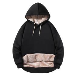 Minetom Herren Kapuzenpullover Langarm Winter Warm Fleece-Innenseite Hoodie Plus Dicke Pullover Mit Kapuze Und Taschen A Schwarz XS von Minetom