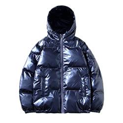 Minetom Herren Oversized Fit Pufferjacke Mit breitem Stehkragen Wattierte Jacke Outdoor Winterjacke Cropped Puffer Kurze Steppjacke Quilted Jacket C Blau S von Minetom