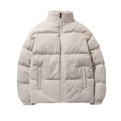 Minetom Herren Oversized Fit Pufferjacke mit breitem Stehkragen Wattierte Jacke Outdoor Winterjacke Cropped Mens Puffer Kurze Steppjacke Quilted Jacket B Beige L von Minetom