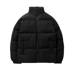 Minetom Herren Oversized Fit Pufferjacke mit breitem Stehkragen Wattierte Jacke Outdoor Winterjacke Cropped Mens Puffer Kurze Steppjacke Quilted Jacket B Schwarz 3XL von Minetom