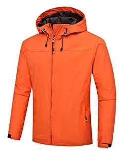 Minetom Herren Softshelljacke Wasserdicht Sommer Herbst Frühling Dünn Outdoor Atmungsaktiv Funktionsjacke Sport Wanderjacke Jacke Mantel Mit Kapuze B Orange XXL von Minetom