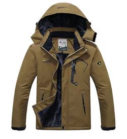 Minetom Herren Softshelljacke mit Kapuze Wasserdicht Atmungsaktiv Funktionsjacke Outdoor Jacke Winter Skijacke Männer Kaffee EU 3XL von Minetom