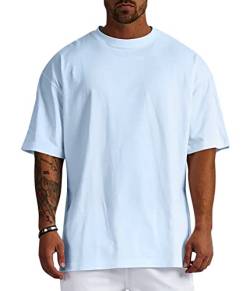 Minetom Herren T-Shirt Oversize Fit Kurzarm Oberteil mit Rundhals Süssigkeiten Farben Candy Colors Weit Geschnittenes Lang Tee Einfarbig Basic Shirt T Shirts Männer Longshirt A Blau L von Minetom