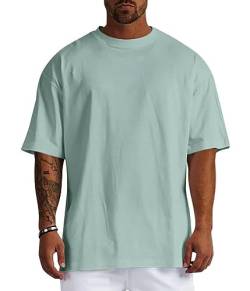 Minetom Herren T-Shirt Oversize Fit Kurzarm Oberteil mit Rundhals Süssigkeiten Farben Candy Colors Weit Geschnittenes Lang Tee Einfarbig Basic Shirt T Shirts Männer Longshirt A Grün M von Minetom