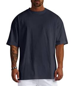 Minetom Herren T-Shirt Oversize Fit Kurzarm Oberteil mit Rundhals Süssigkeiten Farben Candy Colors Weit Geschnittenes Lang Tee Einfarbig Basic Shirt T Shirts Männer Longshirt A Schwarz M von Minetom