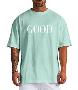 Minetom Herren T-Shirt Oversize Fit Kurzarm Oberteil mit Rundhals Süssigkeiten Farben Candy Colors Weit Geschnittenes Lang Tee Einfarbig Basic Shirt T Shirts Männer Longshirt B Grün L von Minetom