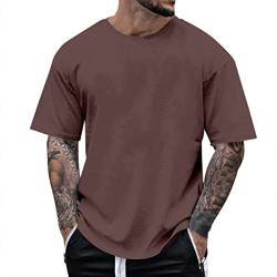 Minetom Herren T-Shirt Oversize Fit Rundhals Kurzarm Oberteil Süssigkeiten Farben Candy Colors Weit Geschnittenes Lang Tee Einfarbig Vintage Basic Oversized T Shirts Männer A Kaffee XL von Minetom