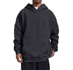 Minetom Kapuzenpullover Herren Hoodie Oversized Fit mit 300 GSM Schwerer Stoff Einfarbiger Basic Warm Sweatshirt Premium Kapuzenpulli Damen Herren Unisex 300g Hochwertig Heavy Stoffe A Dunkelgrau L von Minetom