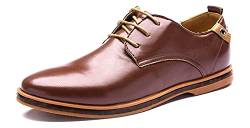 Minetom Neu Cool Herren Casual Britisch Stil Gummisohle Stiefel Business Schuhe Leder Oxfords Plus Größen Schnürhalbschuhe Braun EU 38 von Minetom