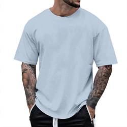 Minetom Oversized Tshirt Herren Rundhals Kurzarm Oberteil Weit Geschnittenes Longshirt Basic Vintage Clothes Gym T-Shirt Herren Oversize Fit Sweatshirt Top Locker Sommer Outfit A Blau L von Minetom