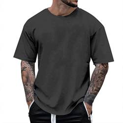 Minetom Oversized Tshirt Herren Rundhals Kurzarm Oberteil Weit Geschnittenes Longshirt Basic Vintage Clothes Gym T-Shirt Herren Oversize Fit Sweatshirt Top Locker Sommer Outfit A Grau XL von Minetom