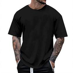 Minetom Oversized Tshirt Herren Rundhals Kurzarm Oberteil Weit Geschnittenes Longshirt Basic Vintage Clothes Gym T-Shirt Herren Oversize Fit Sweatshirt Top Locker Sommer Outfit A Schwarz L von Minetom