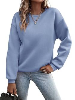 Minetom Pullover Damen Sweatshirt Einfarbige Langarm Rundhals Pulli Herbst Winter Frauen Locker Casual Oberteil Sport Streetwear Sweatshirts ohne Kapuze LangarmshirtB ViolettM von Minetom