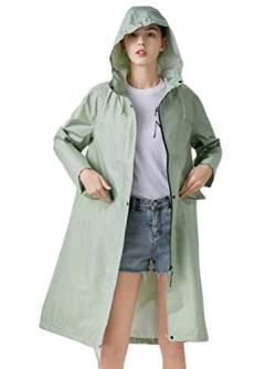 Minetom Regenjacke Damen Wasserdicht Regenmantel Mit Kapuze Unisex Winddicht Leicht Übergangsjacke Atmungsaktiv Mantel Jacke Lang Outdoor Freizeitjacke A Grün M von Minetom