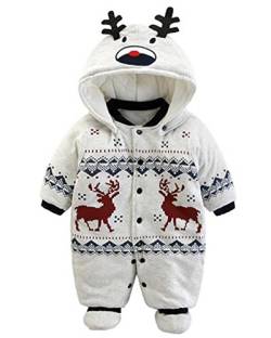 Minetom Winter Süß Karikatur Spieler für Baby Mädchen Jungen Warm Unisex Jumpsuit mit Kapuze Elche 66cm von Minetom