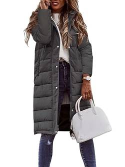 Minetom Winterjacke Damen Daunenjacke Lang Mantel Steppmantel Wintermantel Mit Kapuze Winter Warm Winddicht Daunenmantel Outdoorjacke Steppjacke Steppmantel A Grau S von Minetom